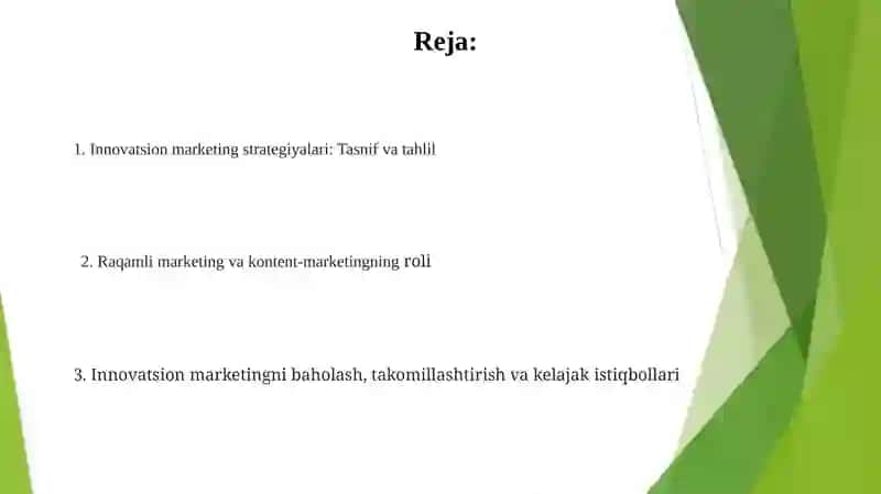 Innovatsion Marketingning Ko'rsatuv Stratejilari 2