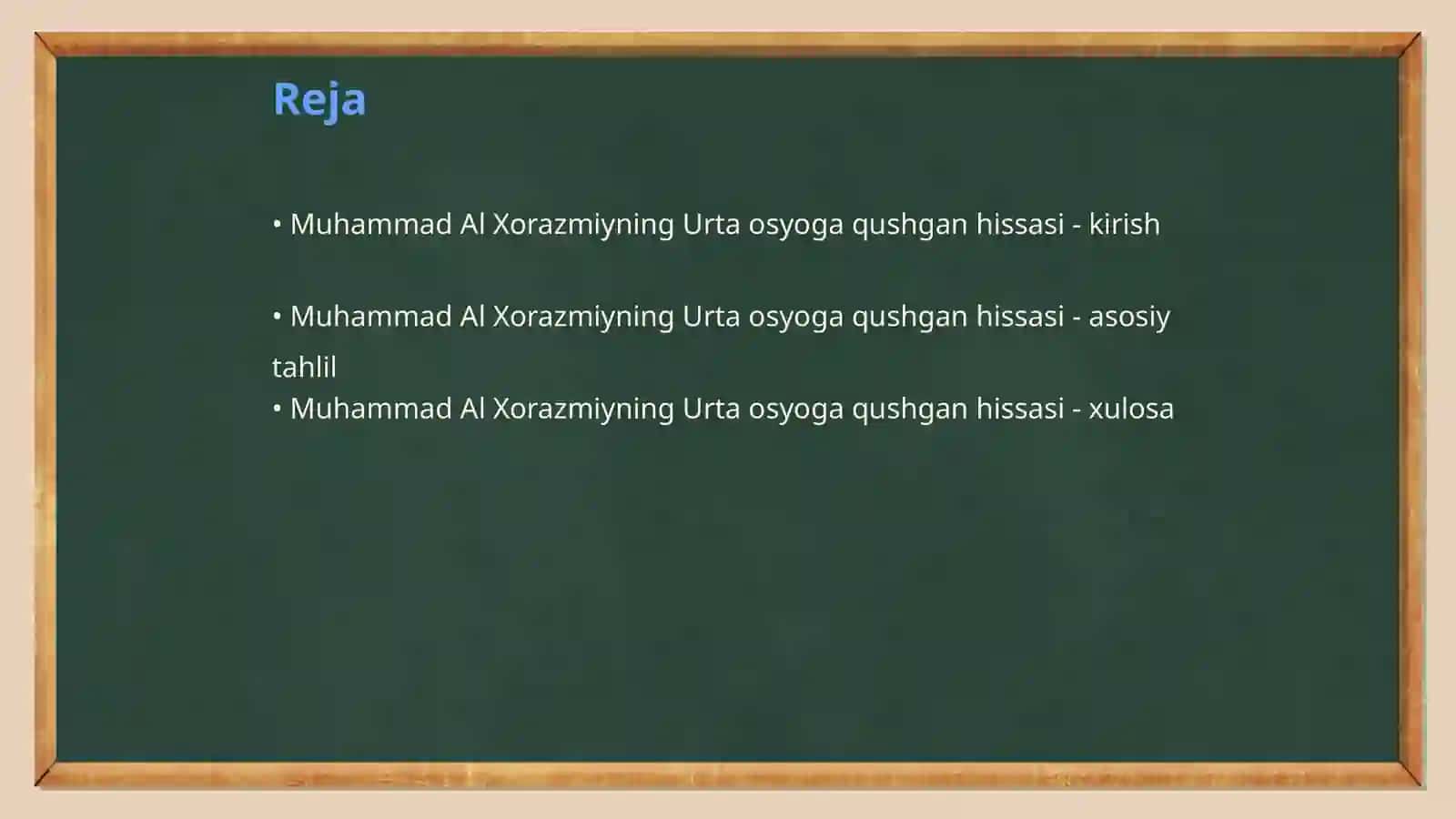 Muhammad Al Xorazmiyning Urta osyoga qushgan hissasi 2