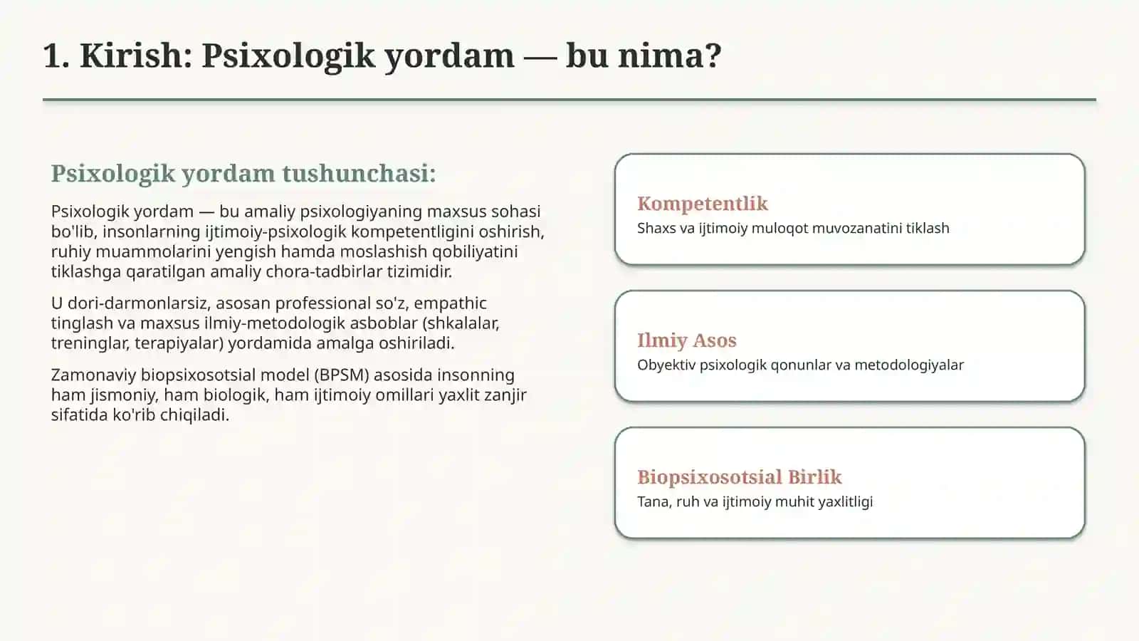 Psixologik yordam turlari — zamonaviy yondashuvlar 2