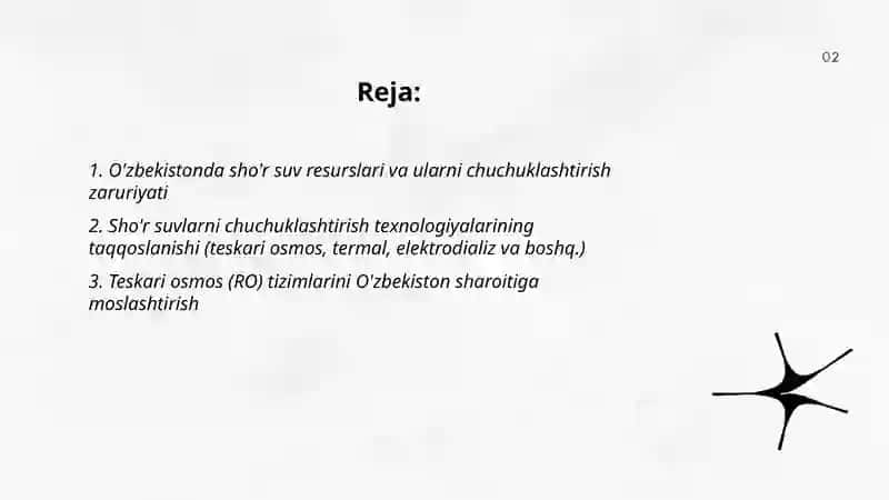 O'zbekistonda sho'r suvlarni chuchuklashtirish g'oyasini ishlab chiqish 2