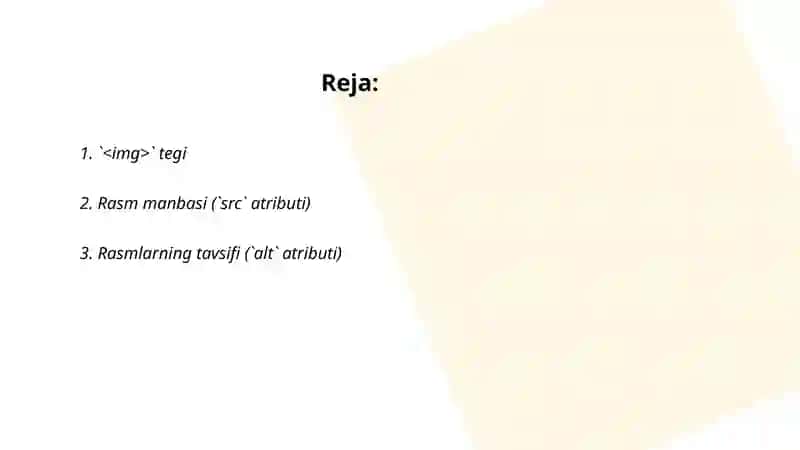 HTML tilida rasmlar hosil qilish teglari 2