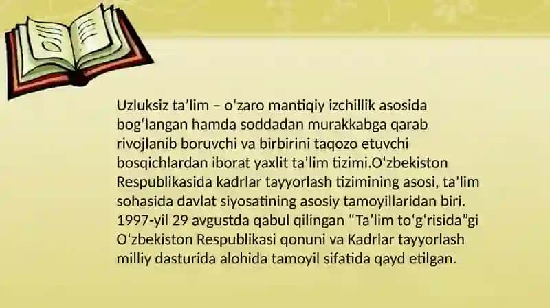 Uzluksiz ta'limdagitendensiyalarning ta'lim turlari gosbõlishi metodikasi 2