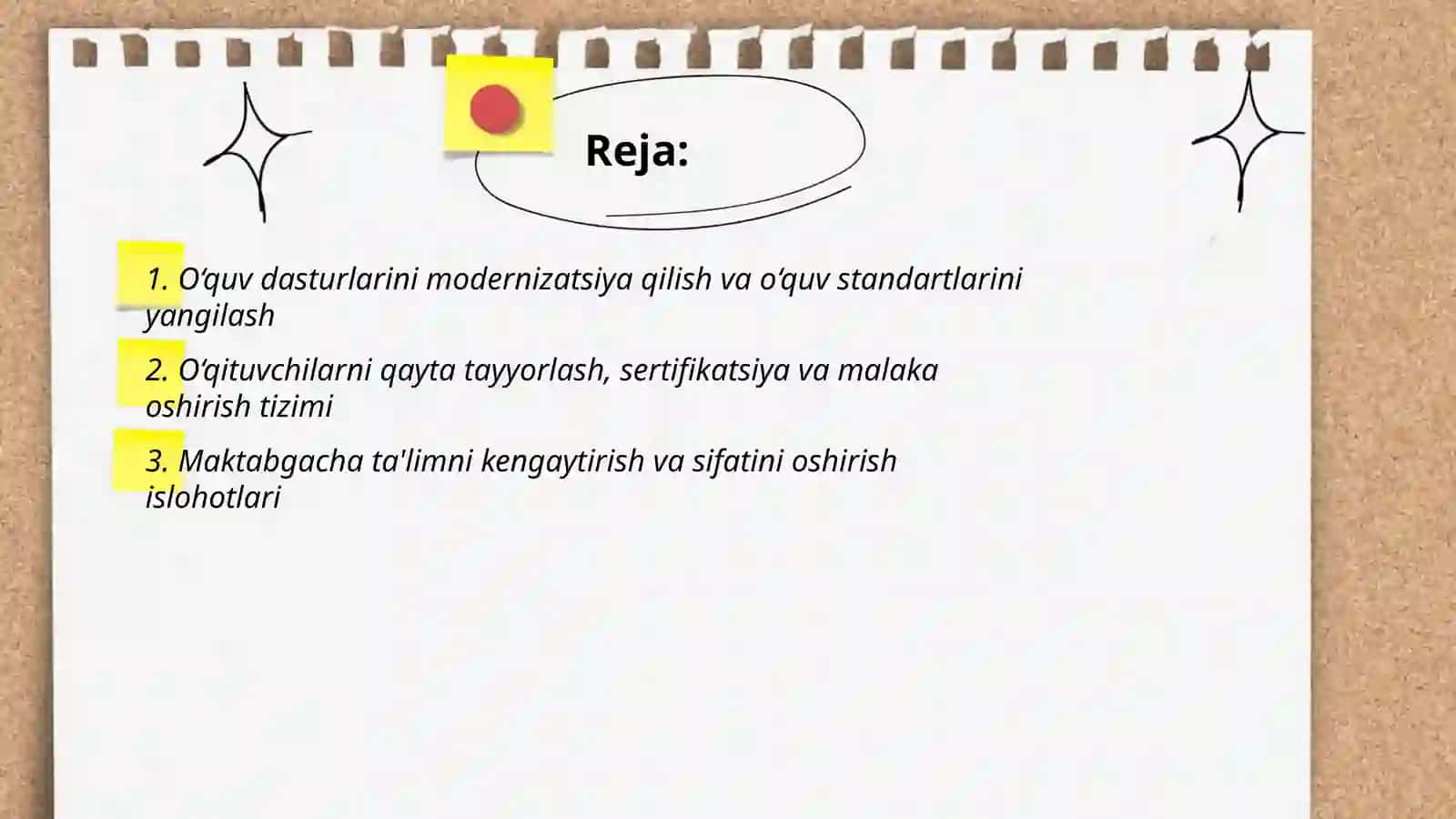 O‘zbekiston respublikasida talim soxasida amalga oshirilgan isloxatlar 2