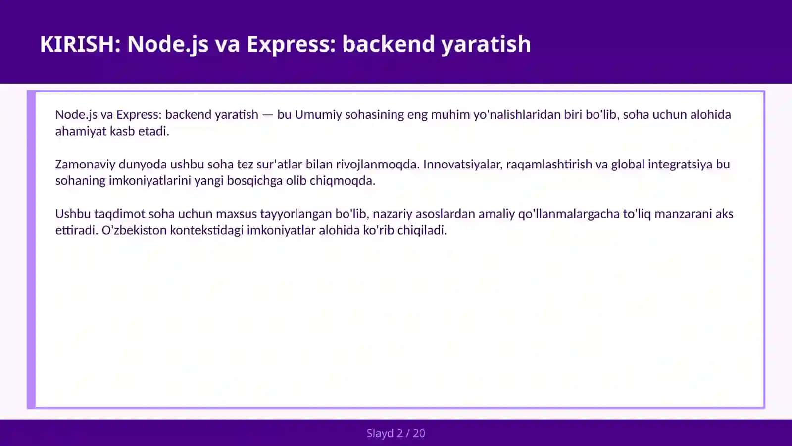 Node.js va Express: backend yaratish 2