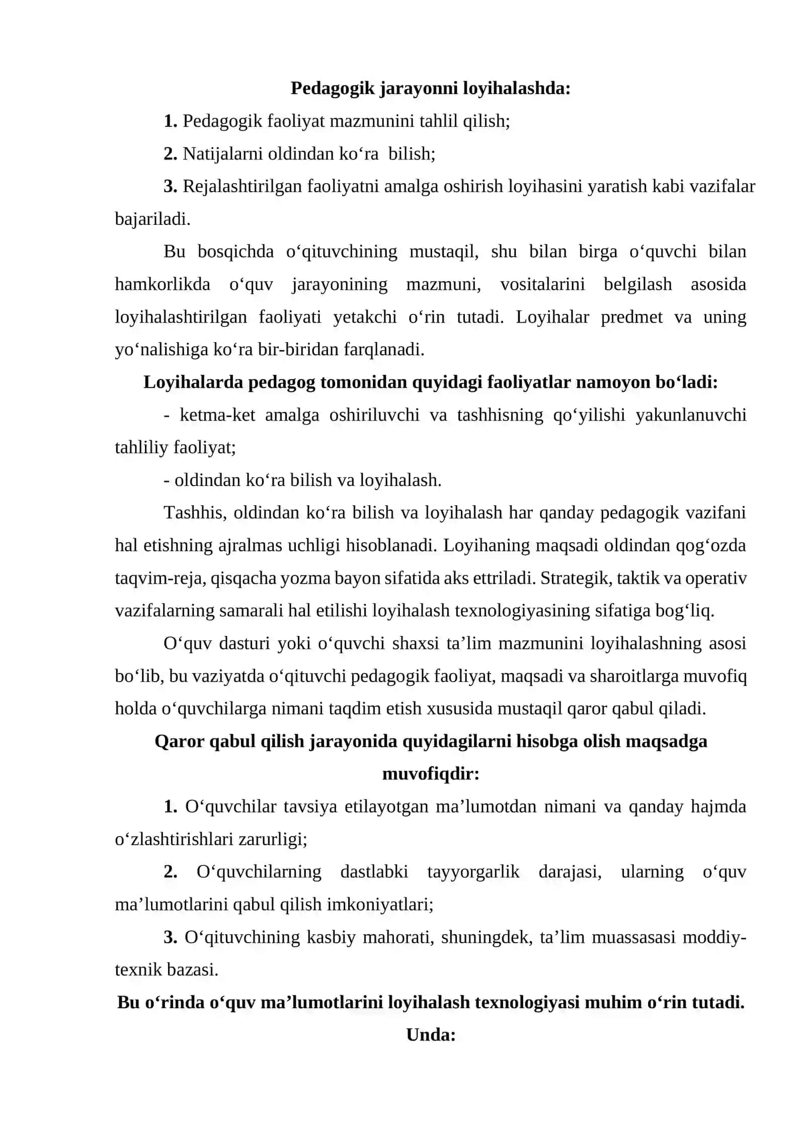 Pedagogik jarayonni loyihalash texnologiyasi 2