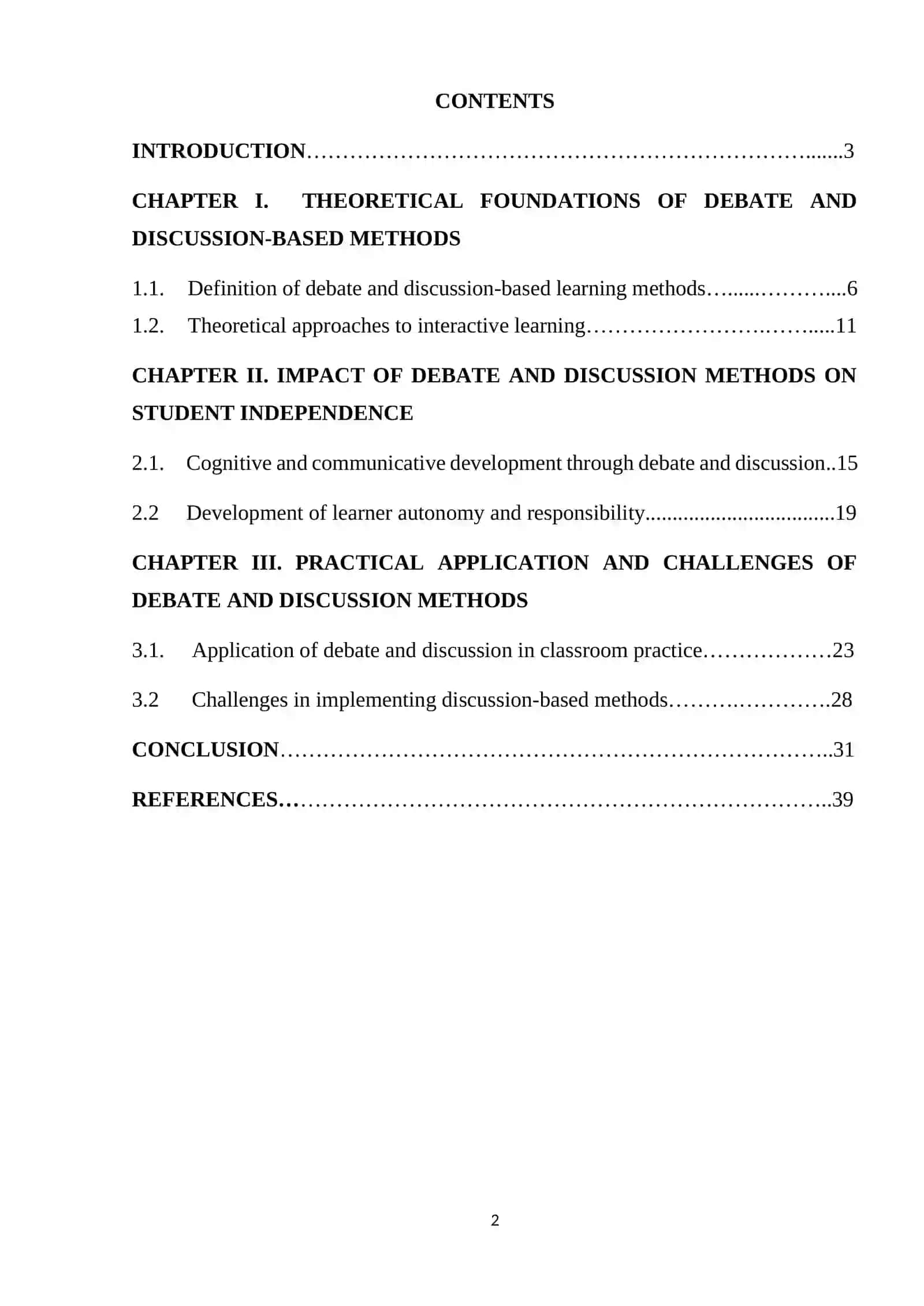 The impact of debate and discussion-based methods on student independence 2