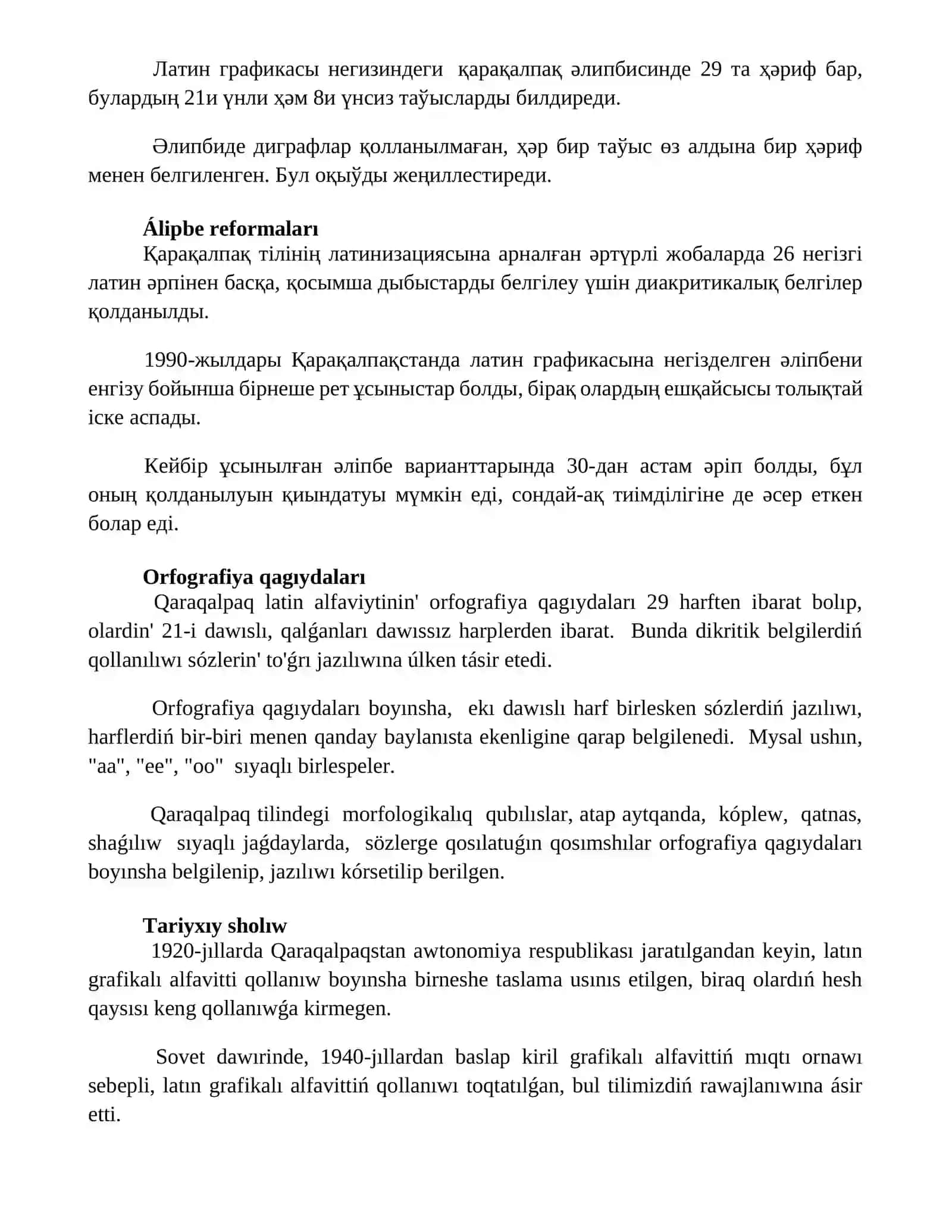 Latın jazıwına tiykarlanǵan qaraqalpaq álipbesi 2