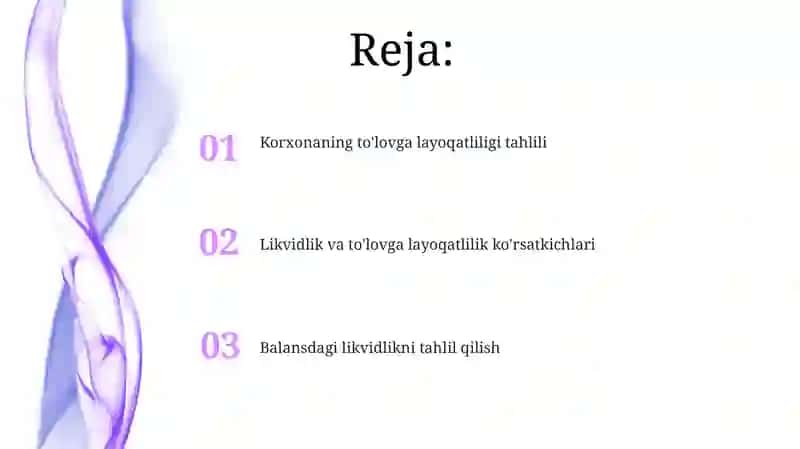 Korxonaning to'lovga layoqatliligi tahlili 2