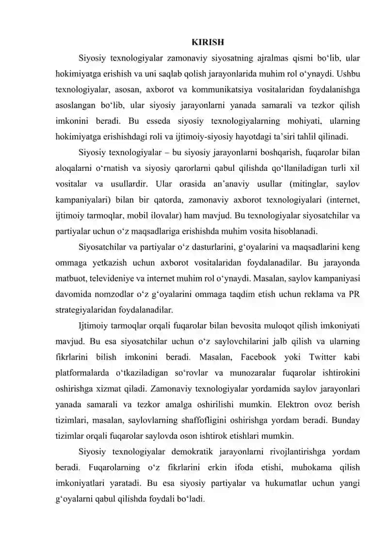 Siyosiy texnologiyalar – hokimiyatga erishishga yo‘naltirilgan vositalar sifatida 2