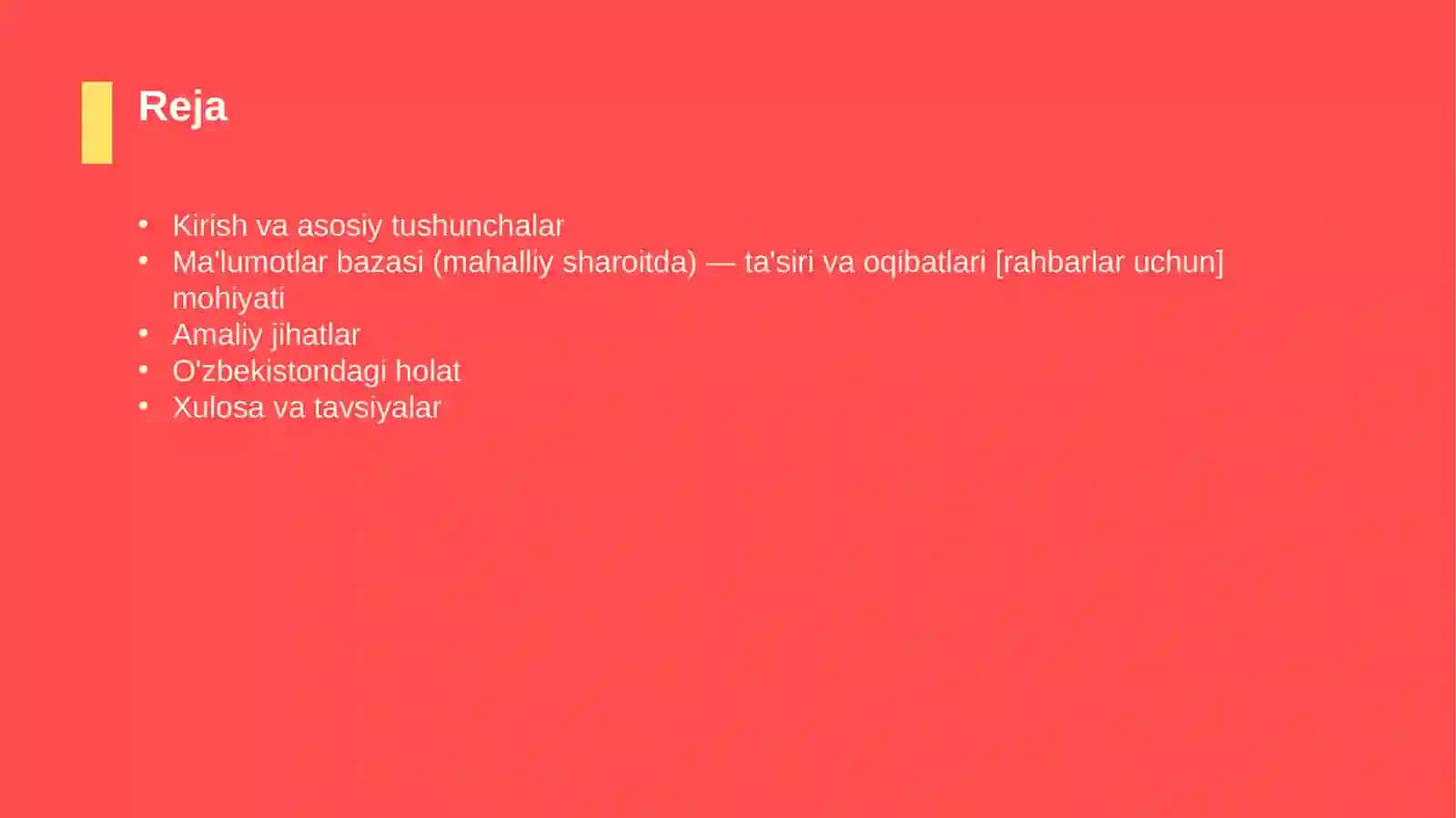 Ma'lumotlar bazasi (mahalliy sharoitda) — ta'siri va oqibatlari [rahbarlar uchun] 2