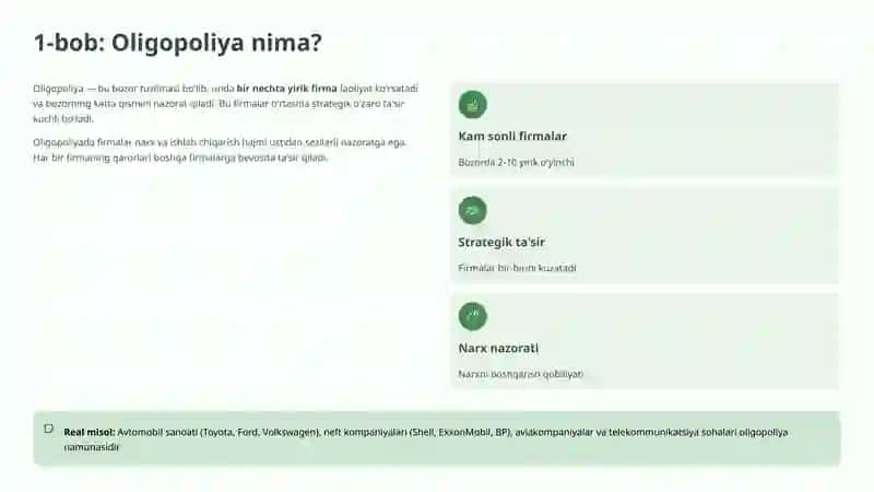 Oligopoliya va Cournot modeli 2