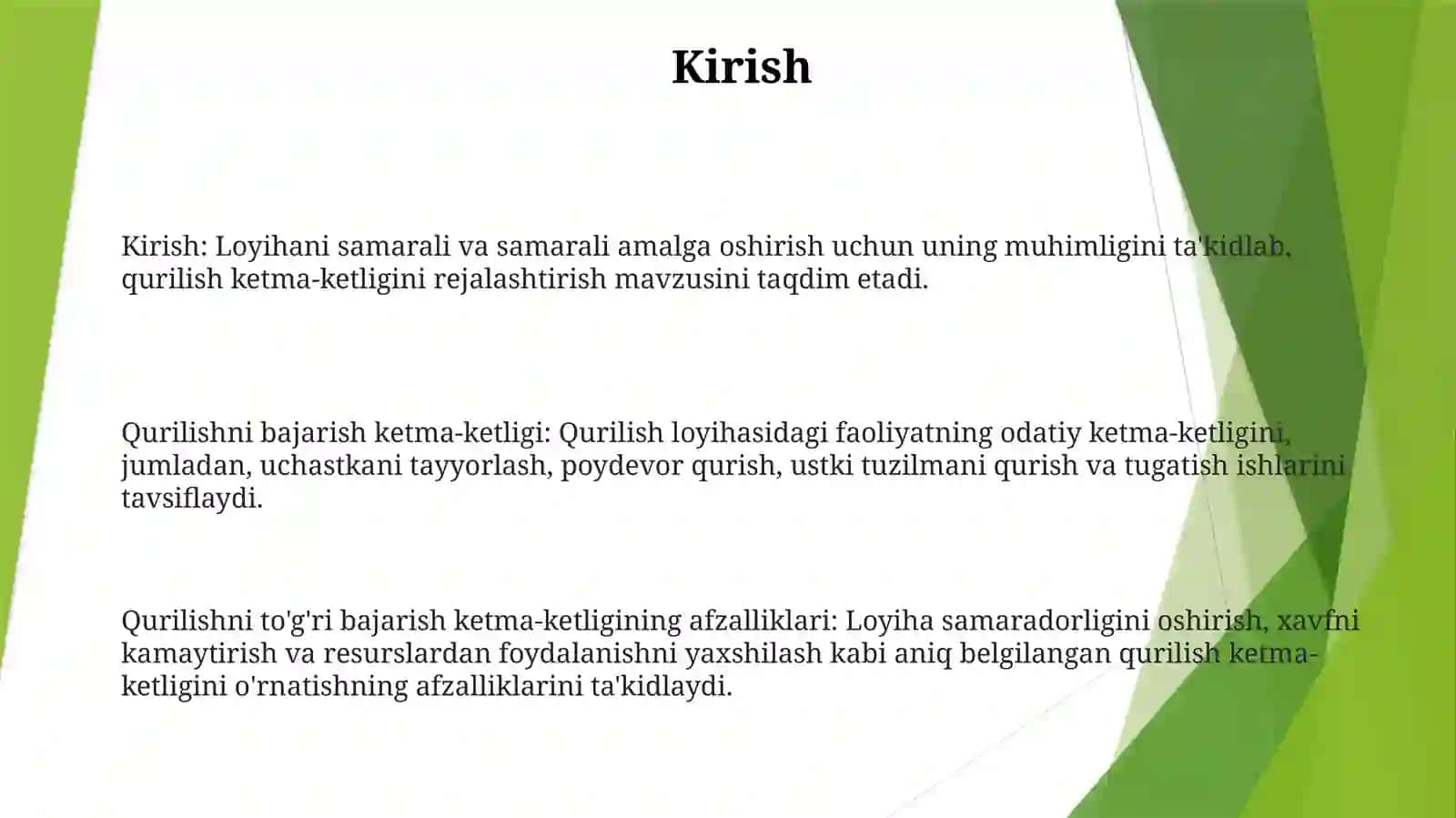 Ishlarni Bajarish Va Binoni Barpo Etish Ketma Ketligi 2