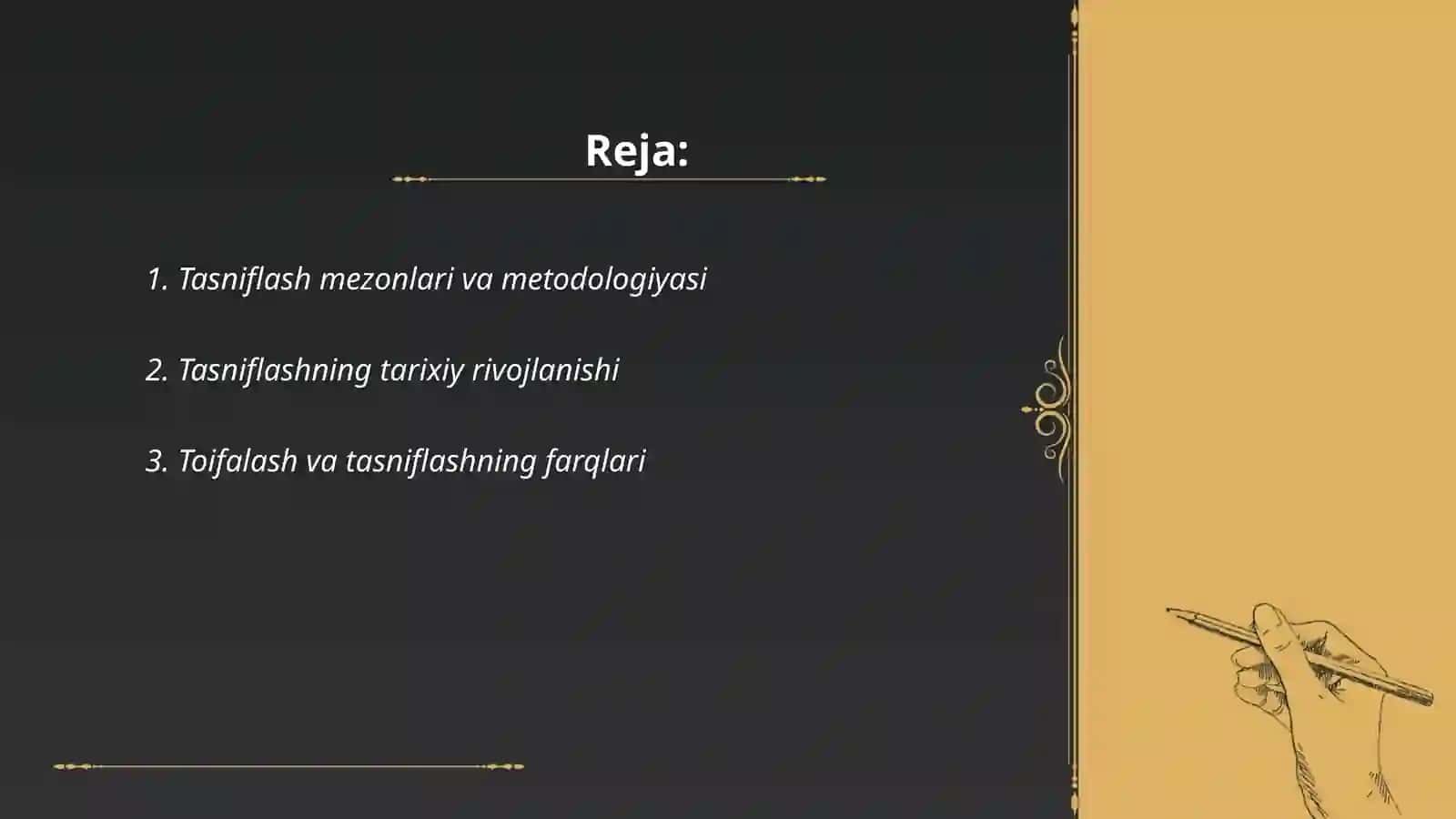 Tasniflash mezonlari va metodologiyasi 2