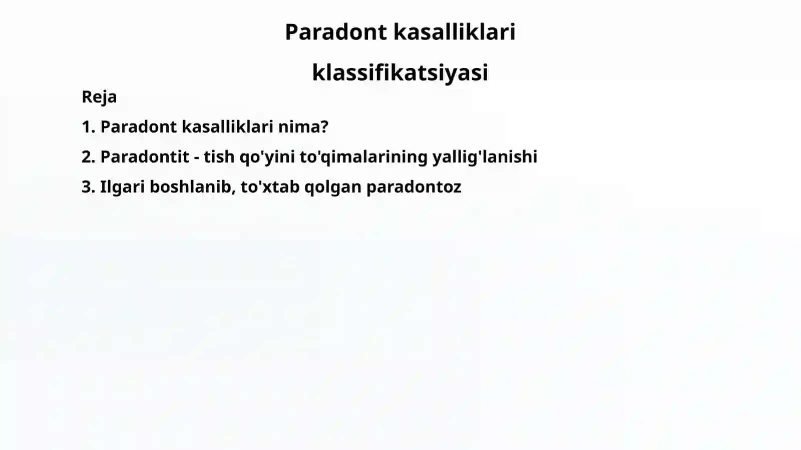 Paradont kasalliklari klassifikatsiyasi 2