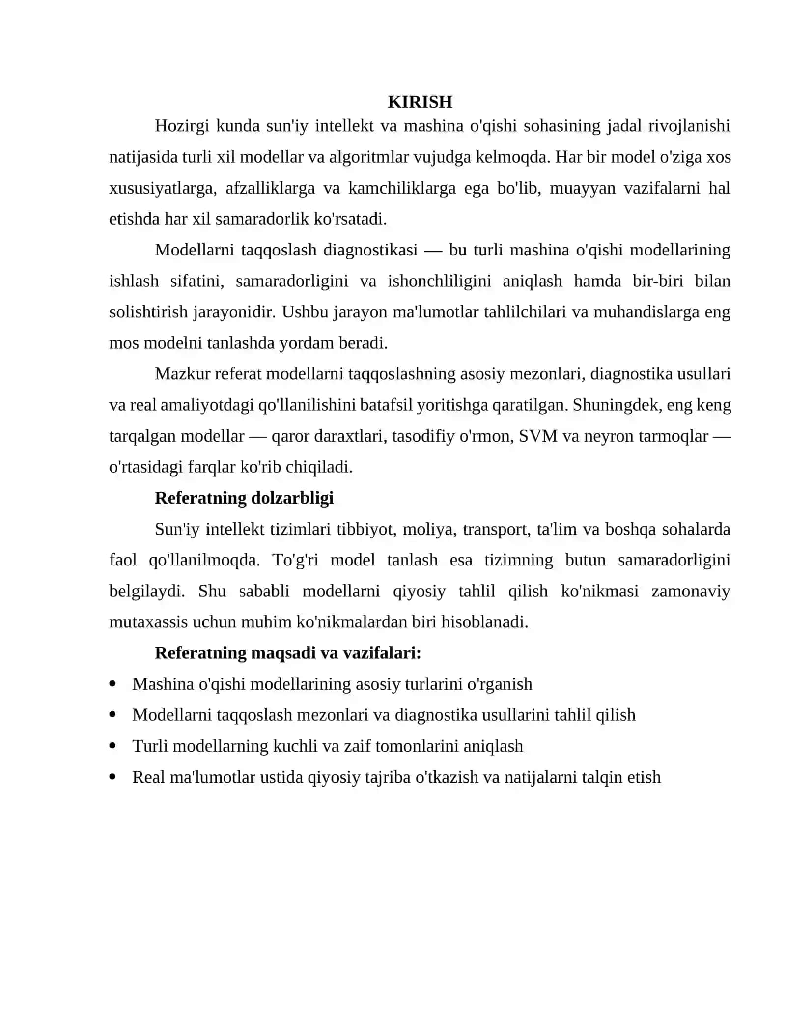 Mashina o'qishi modellari va algoritmlar 2