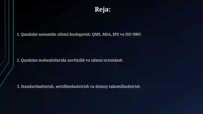 QMS MSA SPS va ISO 9001: Ta'riflar va Qandolat Sanoatida Qo'llanilishi 2