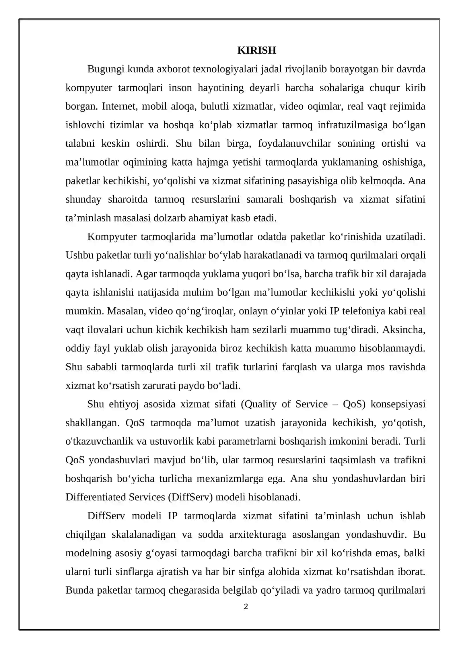 DIFFSERV MODELI VA UNING AFZALLIKLARI 2