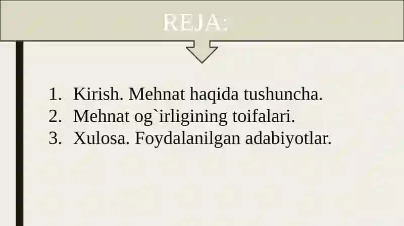 Mehnat og`irligining toifalari 2