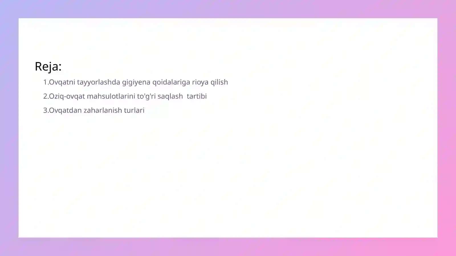 Ovqatdan zaharlanishlar va ularni oldini olish choralari 2
