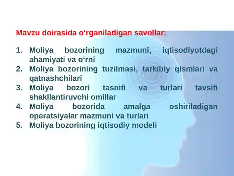 MOLIYA BOZORI TUSHUNCHASI, FUNKSIYASI 2