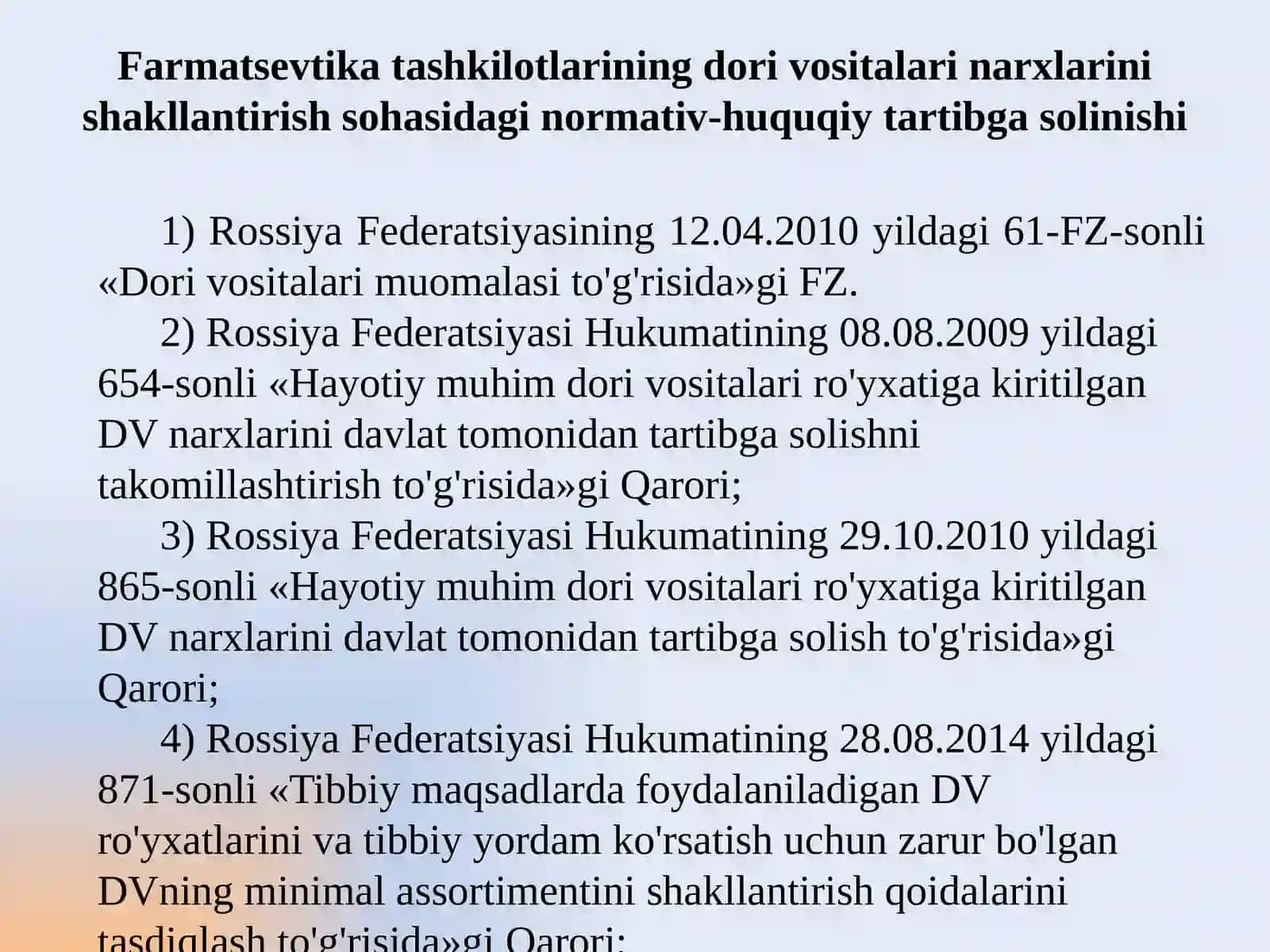 Farmatsevtika tashkilotlarida narx shakllanishi 2