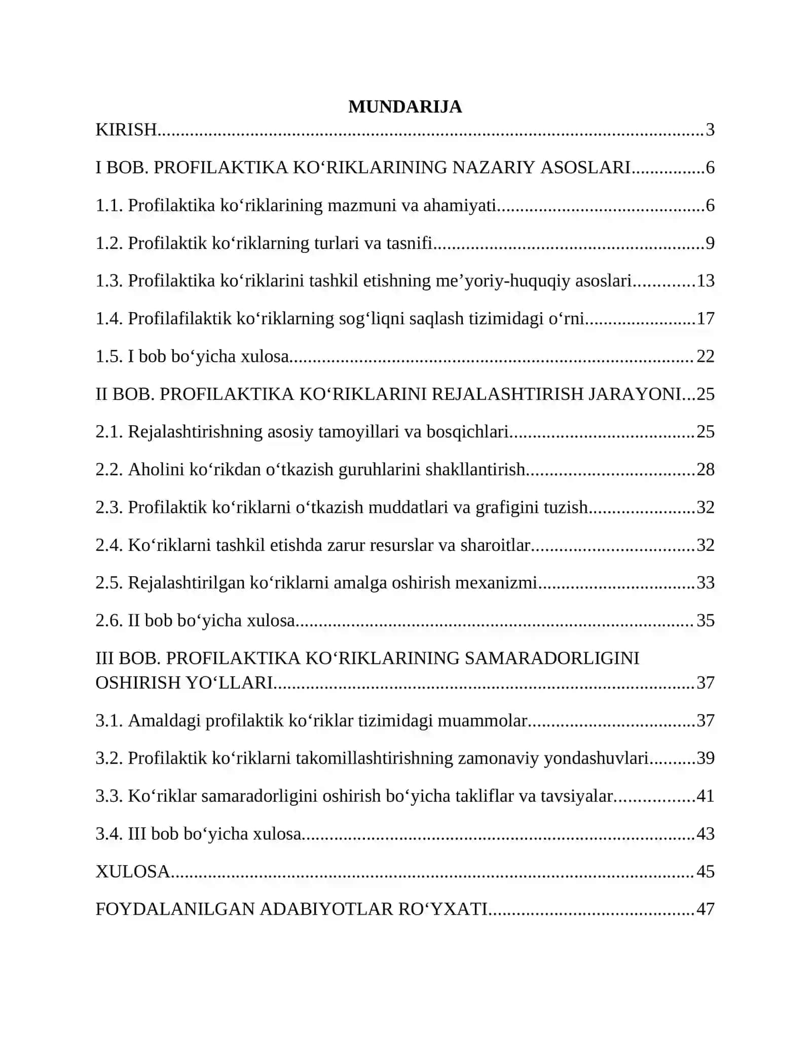 PROFILAKTIKA KOʻRIKLARINI REJALASHTIRISH 2