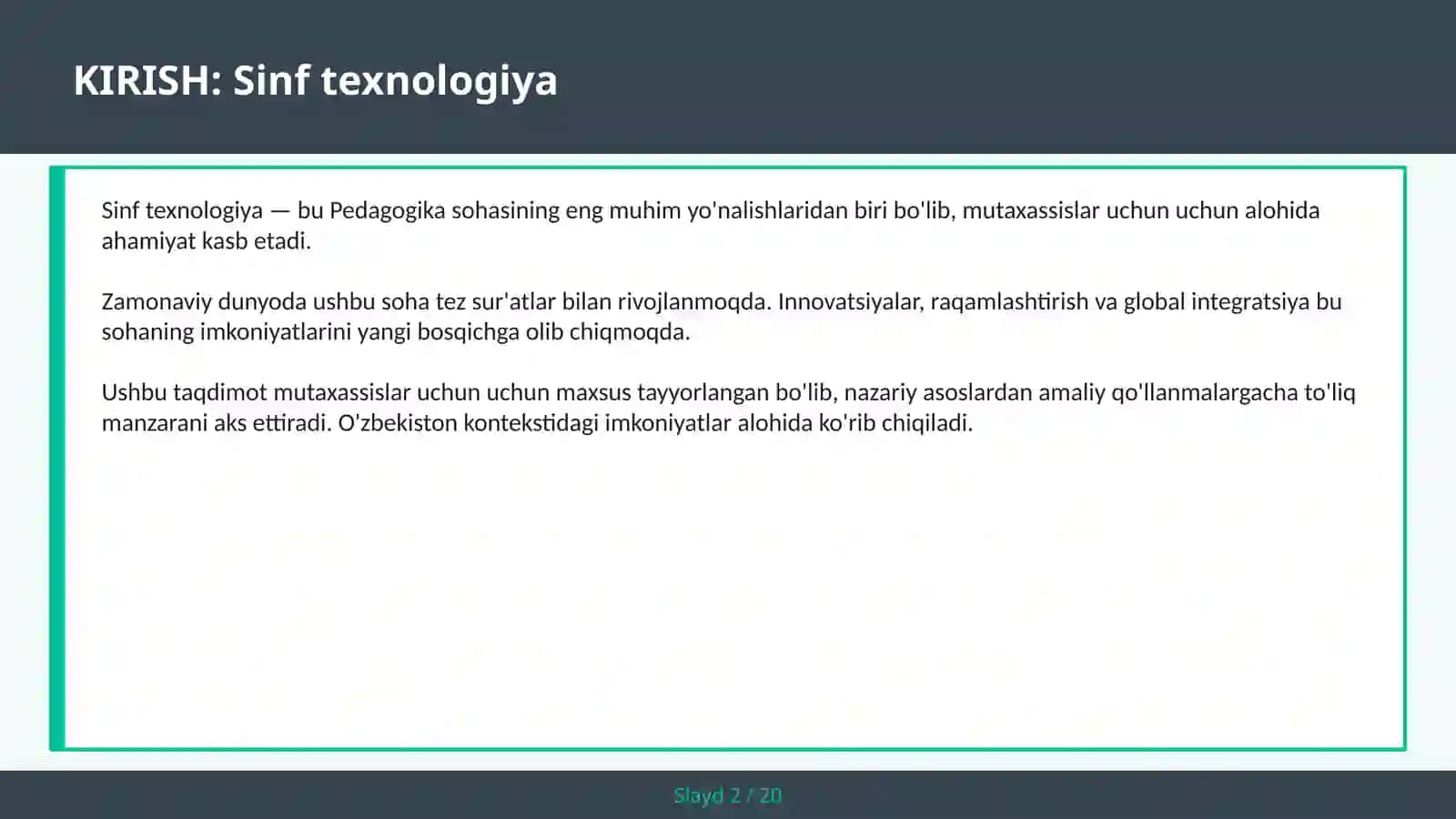 Sinf texnologiya 2