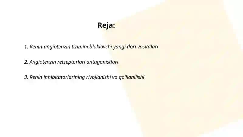 Renin-angiotenzin sistemasiga tasir qiluvchi yangi dori vositalar 2