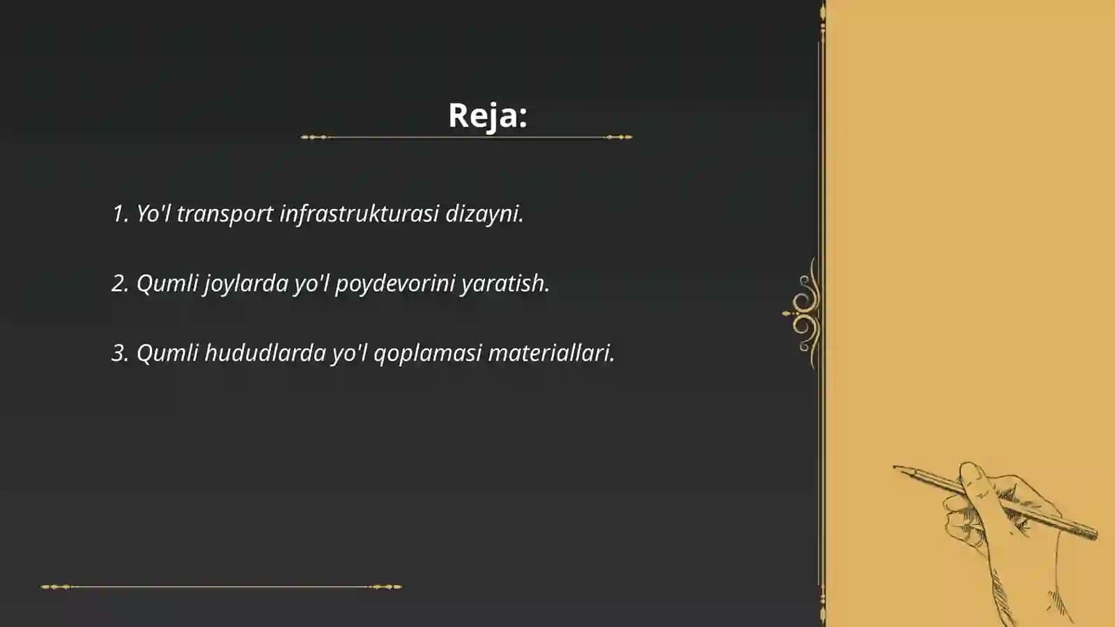 Yo'l transport infrastrukturasi dizayni 2