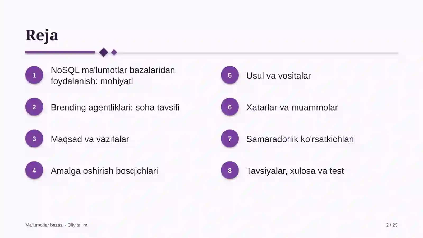 Ma'lumotlar bazasi · Oliy ta'lim 2