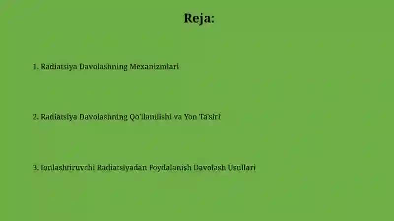 Ionlashtiruvchi nurlanishdan davolashda foydalanish 2