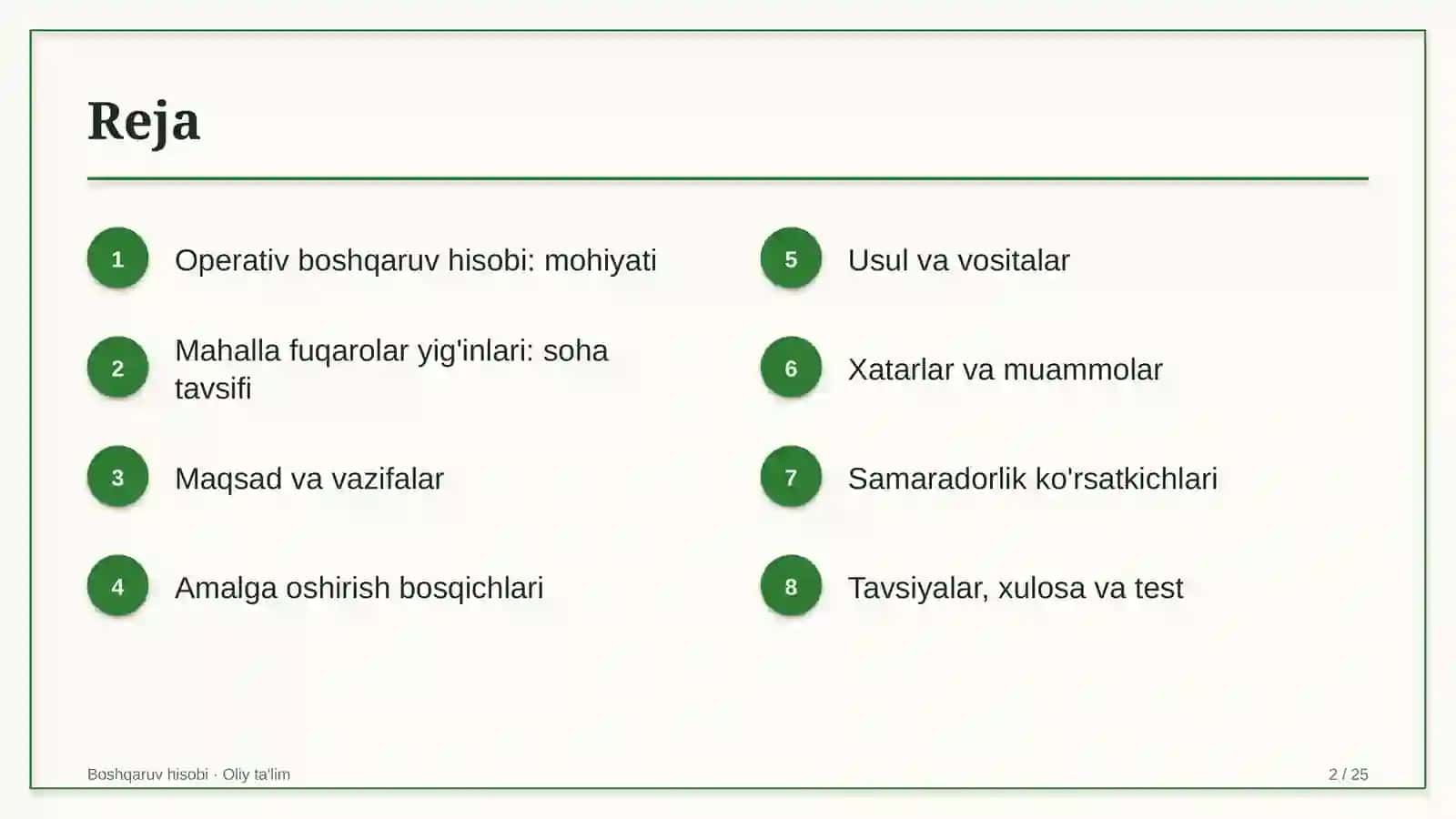 Mahalla fuqarolar yig'inlarida operativ boshqaruv hisobini yuritish 2