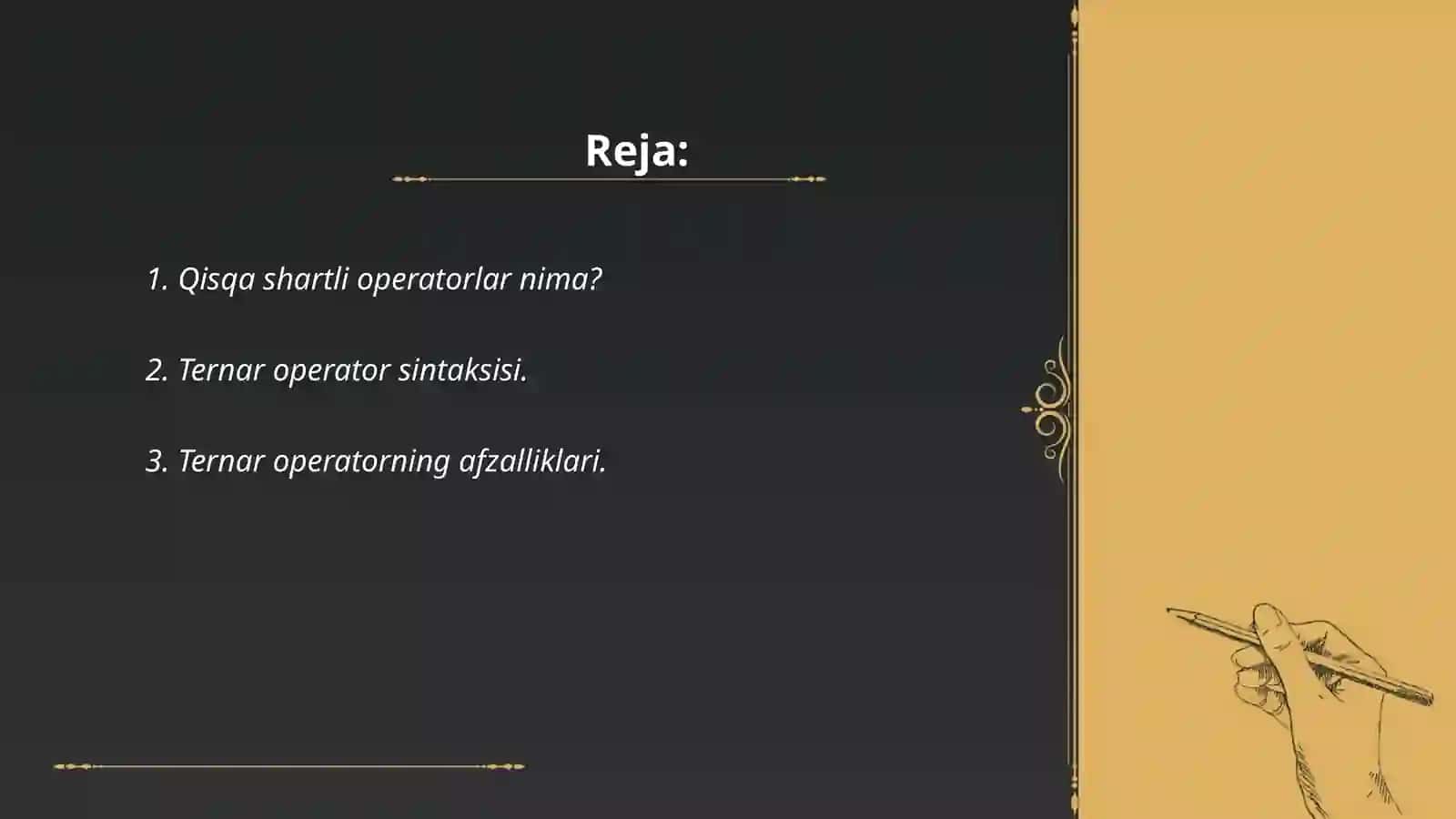Qisqa shartli operatorlar 2