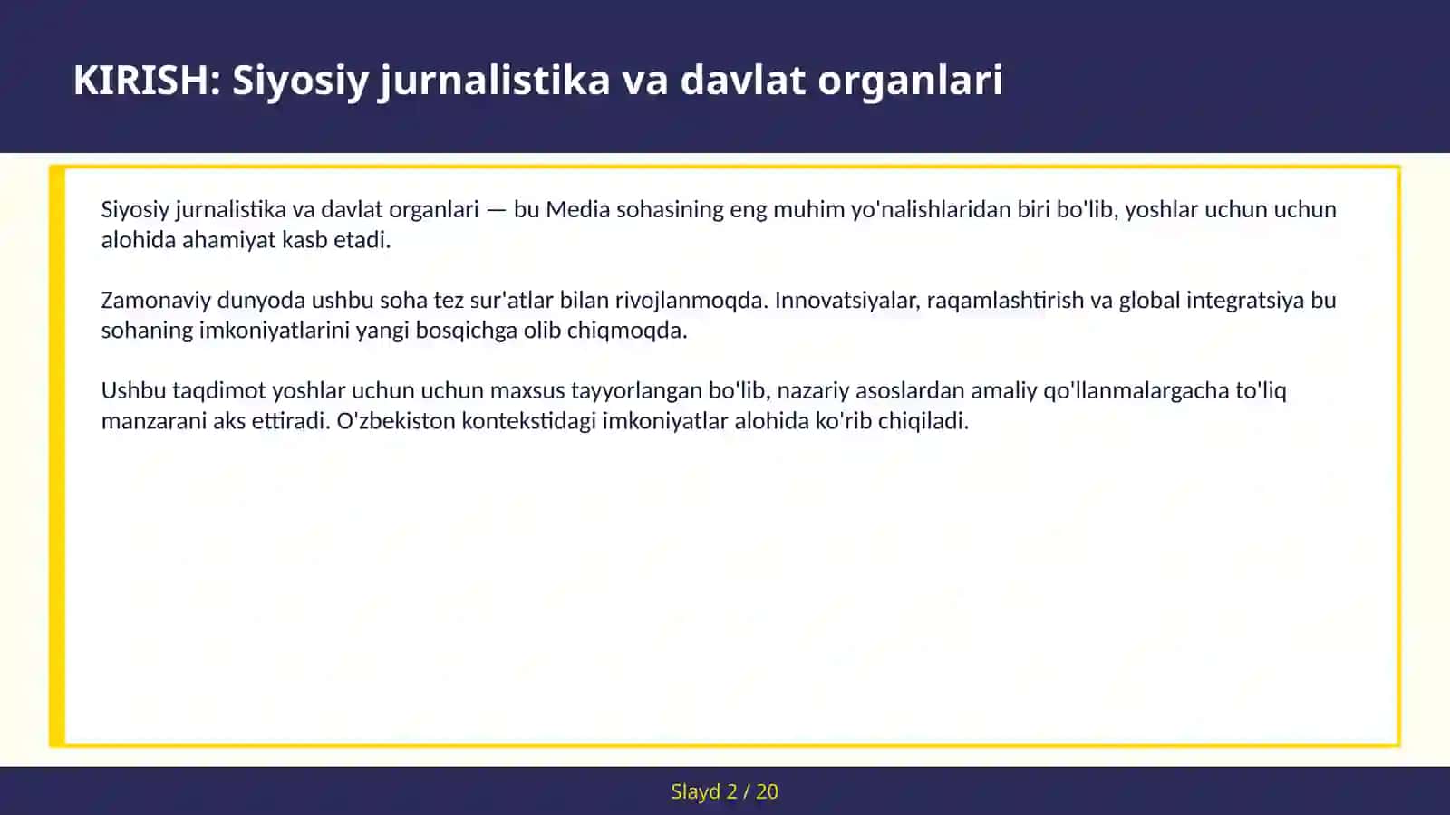 SIYOSIY JURNALISTIKA VA DAVLAT ORGANLARI 2