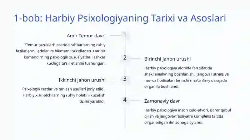 Harbiy Psixologiya: Jangovar Ruhiyat va Psixologik Tayyorlik 2