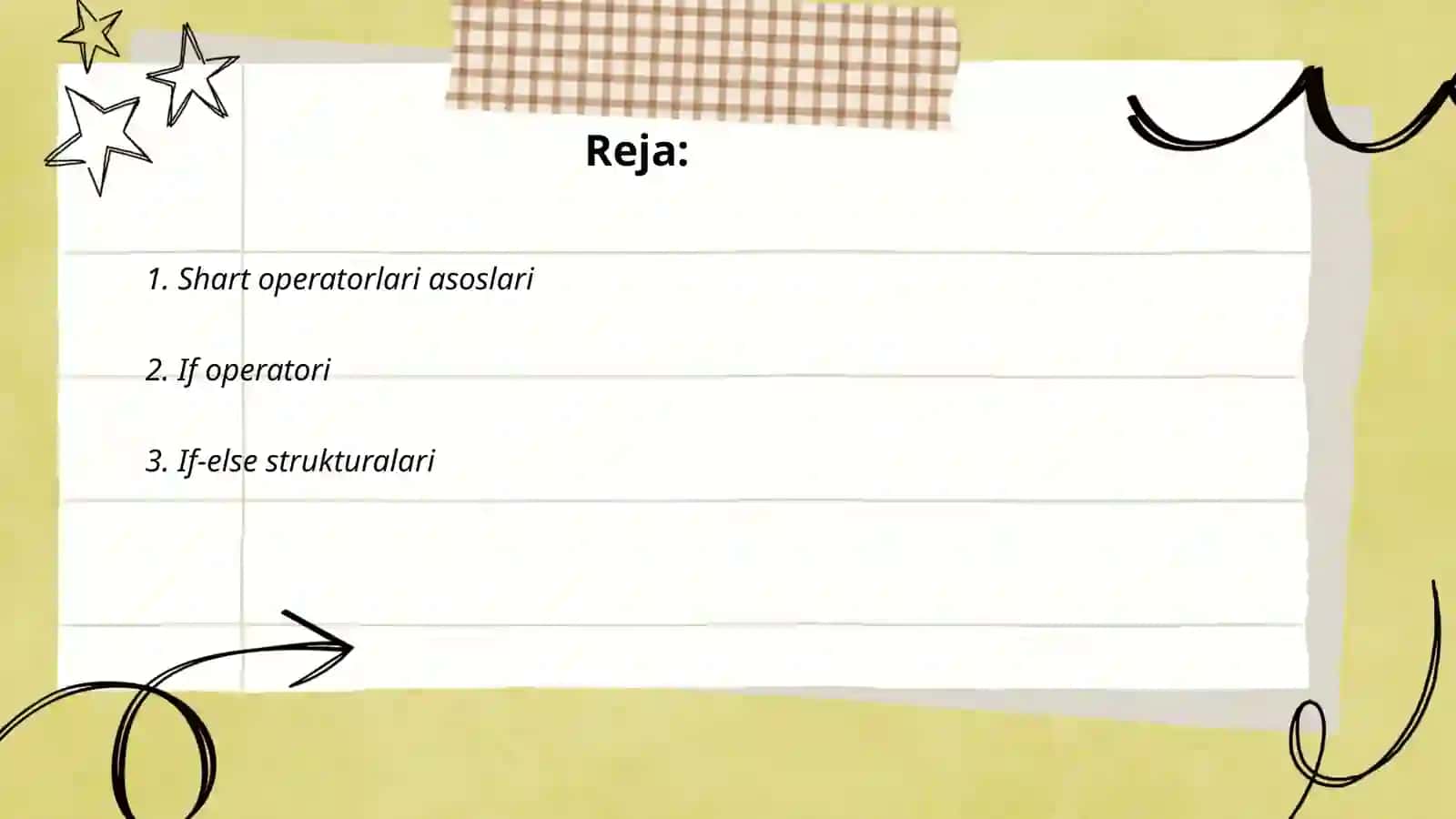 Shart operatorlari asoslari 2