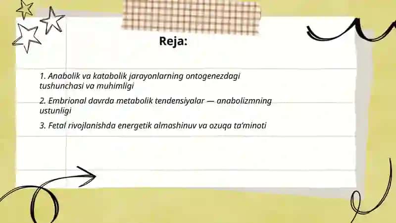 Anabolik va katabolik jarayonlarning ontogenezda oʻzgarib borishi 2