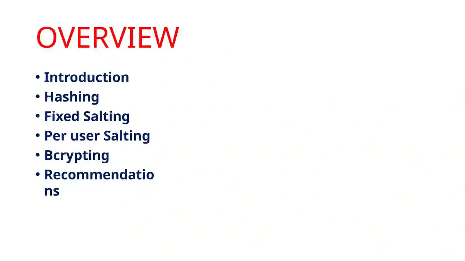 RECOMMENDATION ON PASSWORD HASHING, SALTING, BYCRPT 2