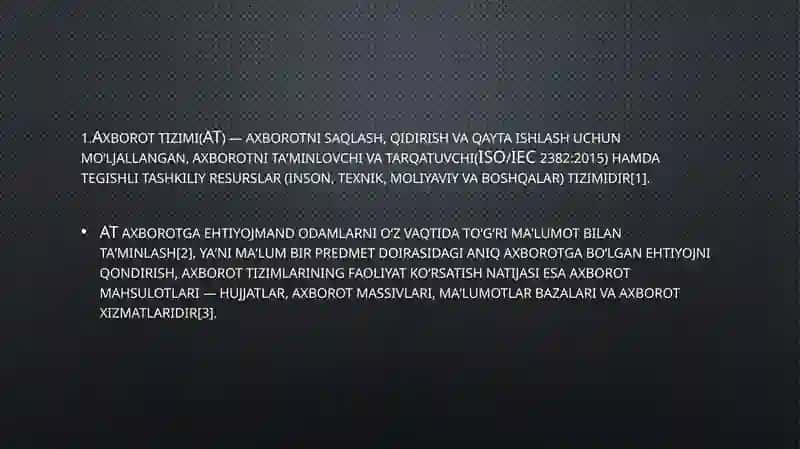 Axborot tizimi(AT) 2