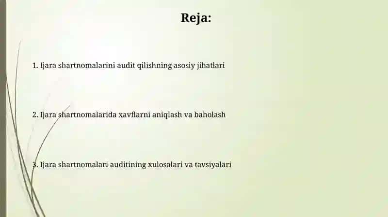 Ijara muomilalari auditi 2