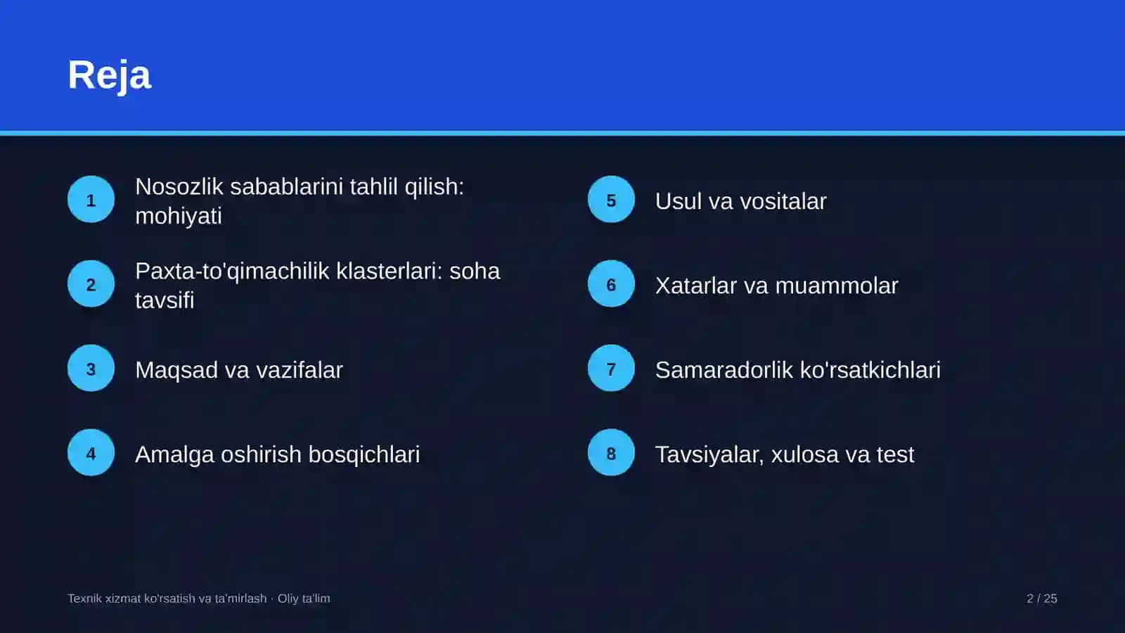 paxta to'qimachilik klasterlarida uskunalar nosozliklarining sabablarini tahlil qilish 6243 2