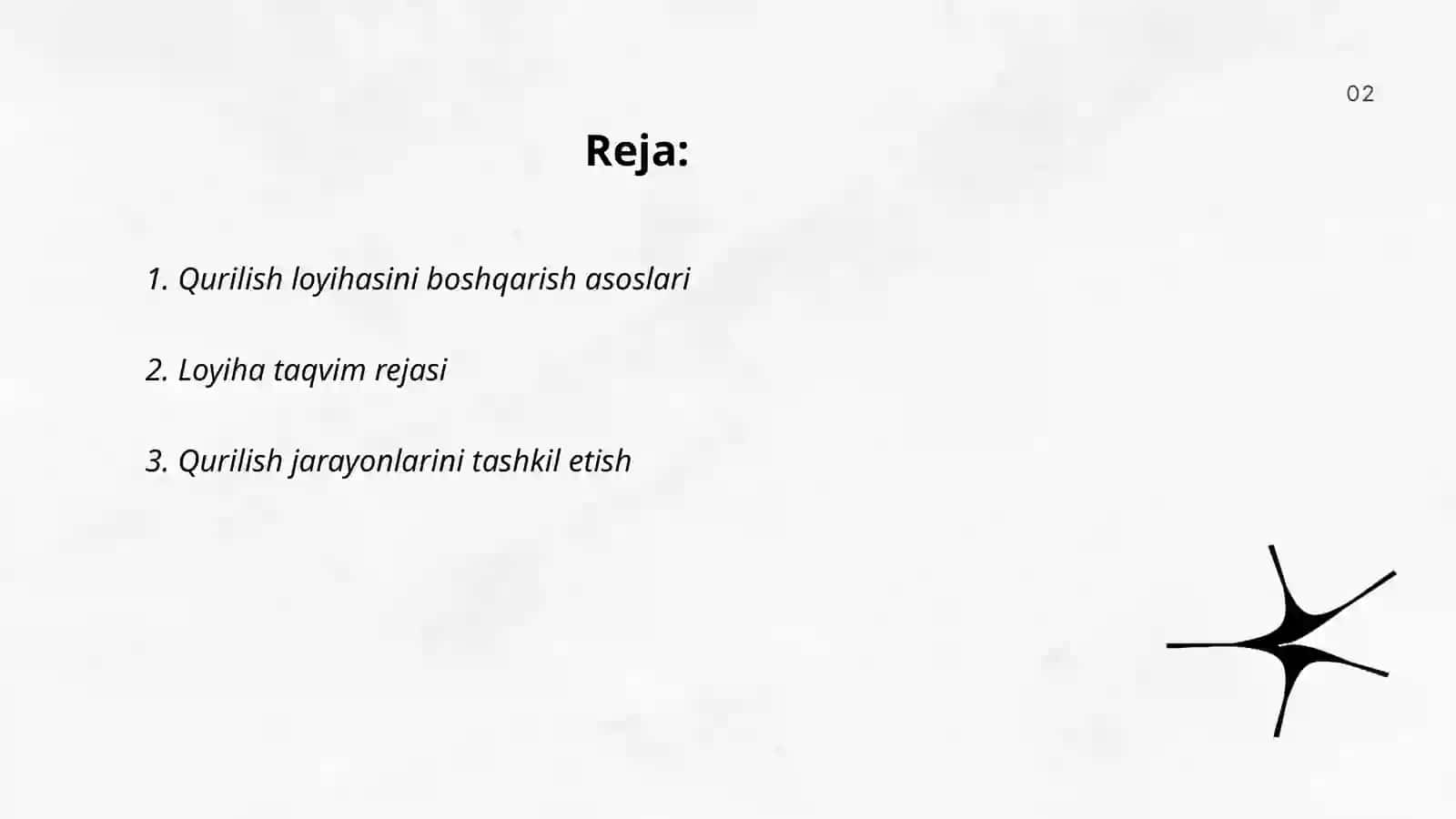 Qurilish yig'uv tashkiloti rejalashtirining asosiy qoidalari 2