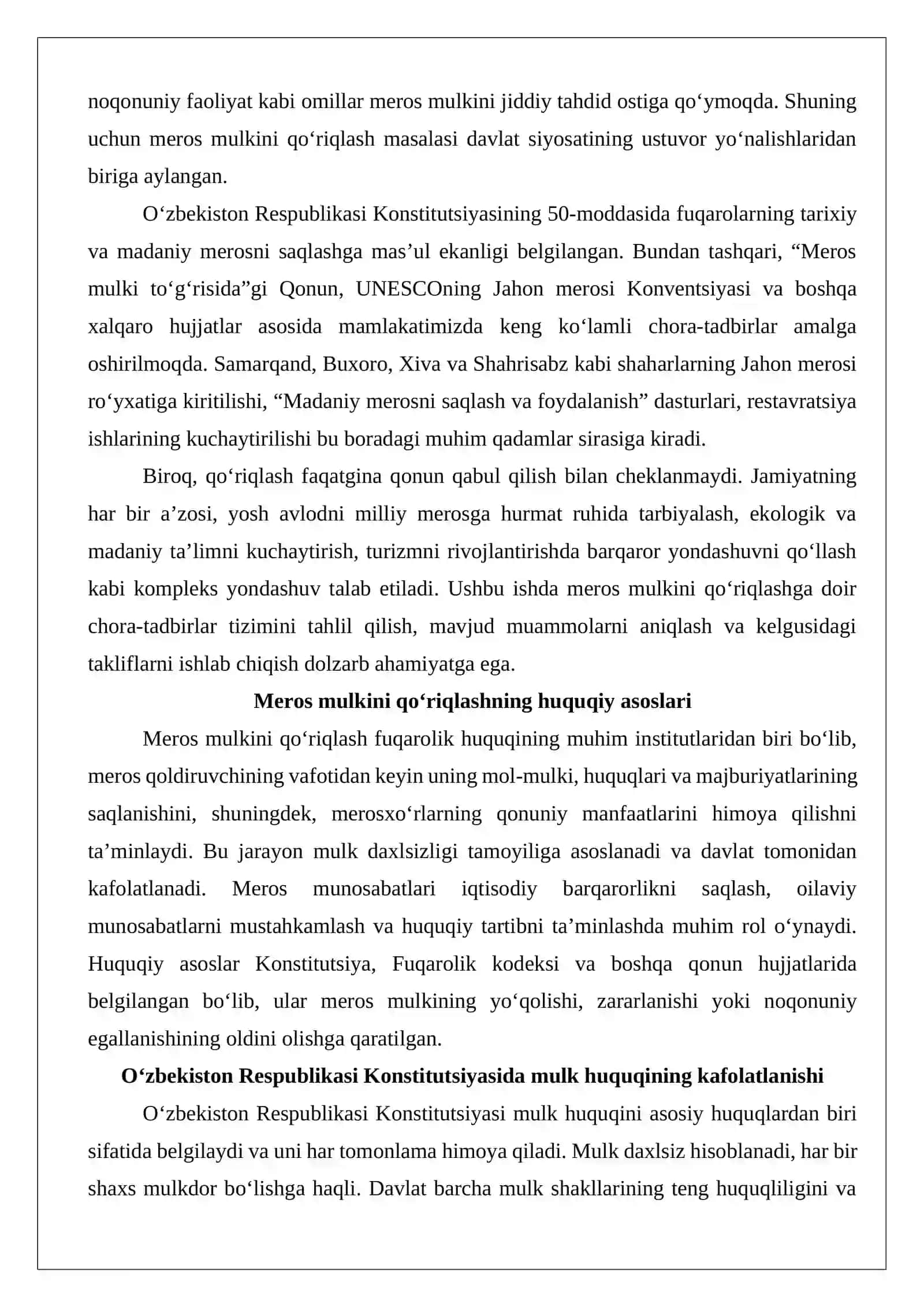 Meros mulkini qo‘riqlanishiga doir chora-tadbirlar ko‘rish 2