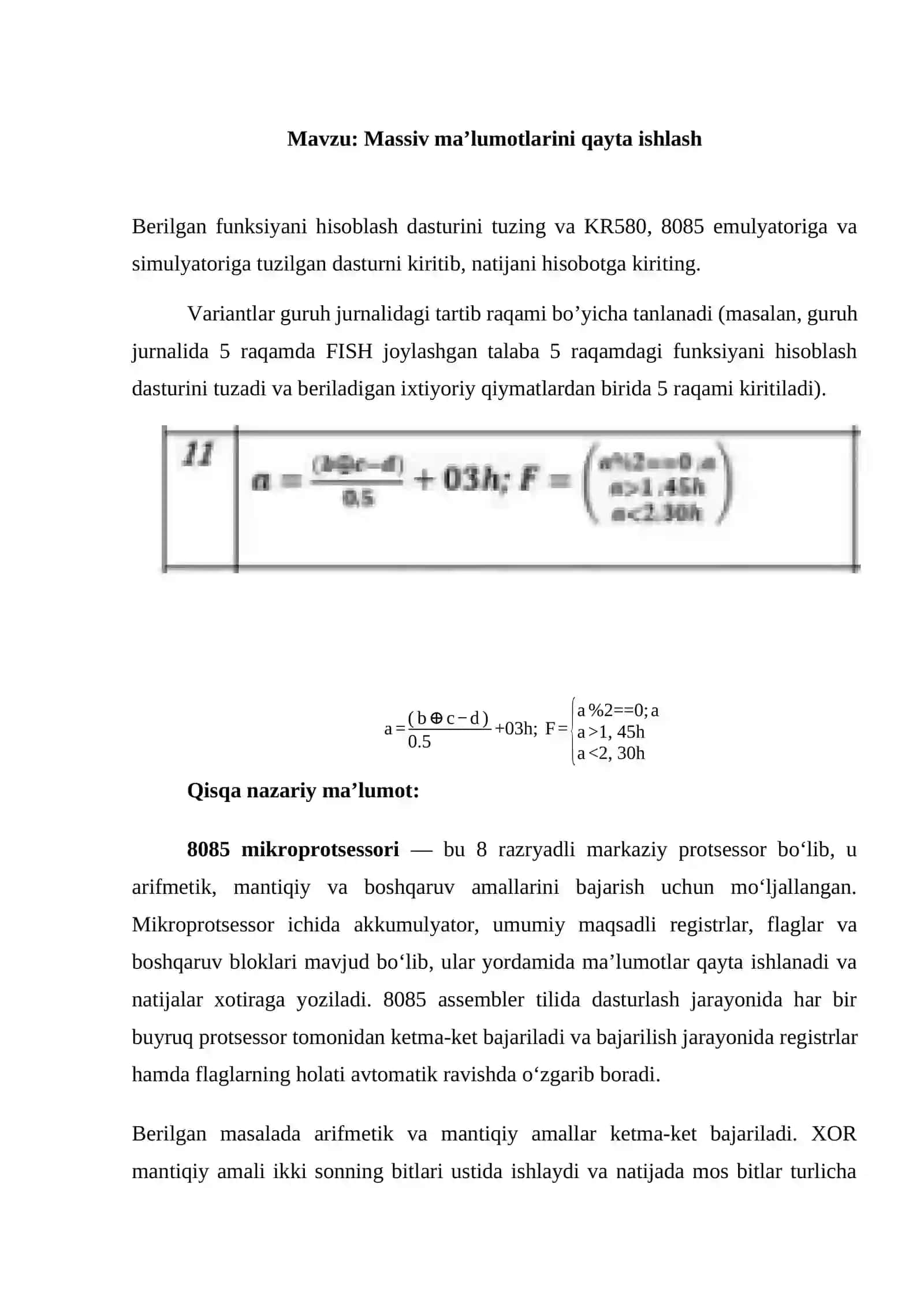 Massiv ma’lumotlarini qayta ishlash 2