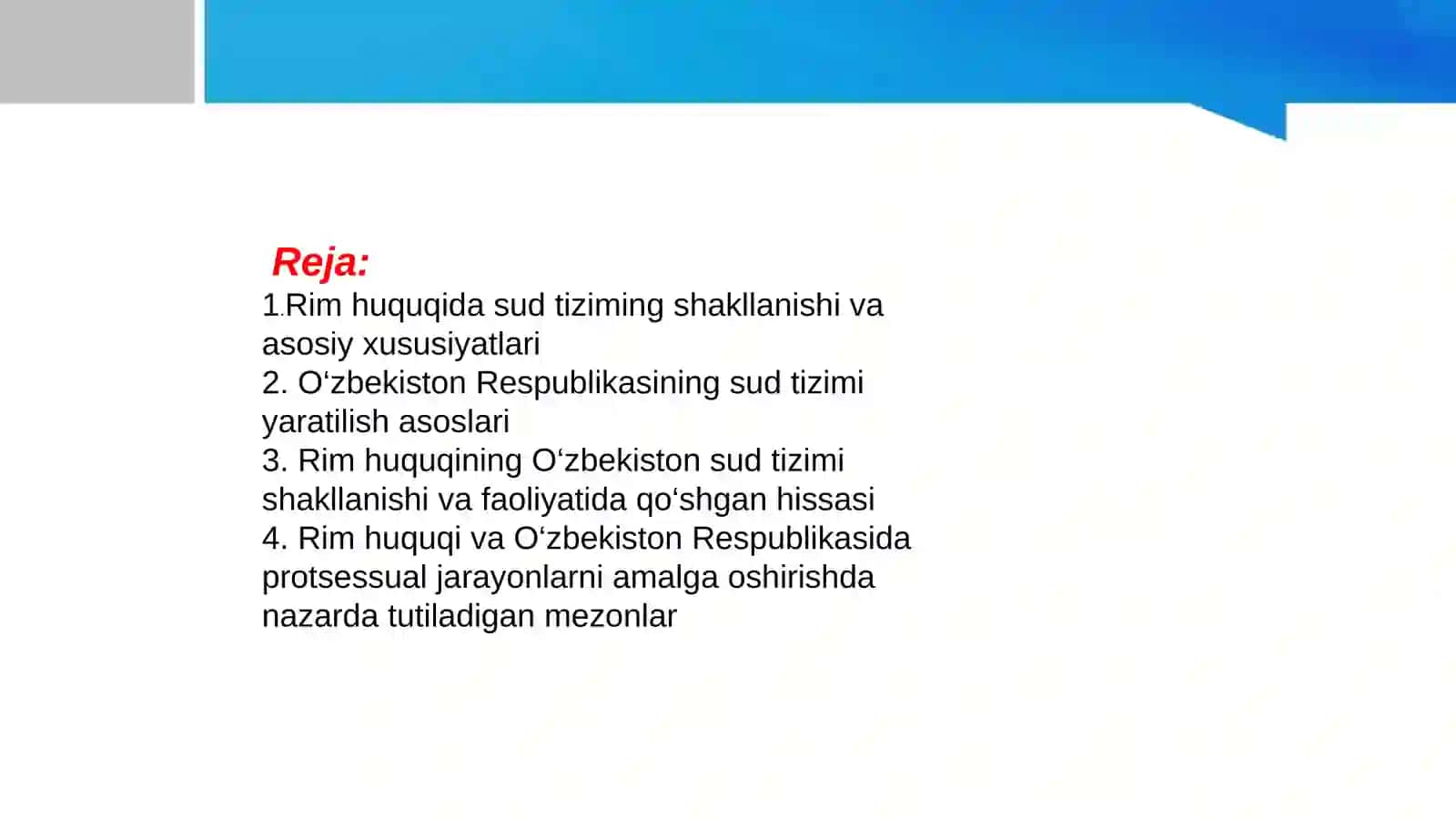 Rim huquqi va O'zbekiston sud tizimining qiyosiy tahlili 2
