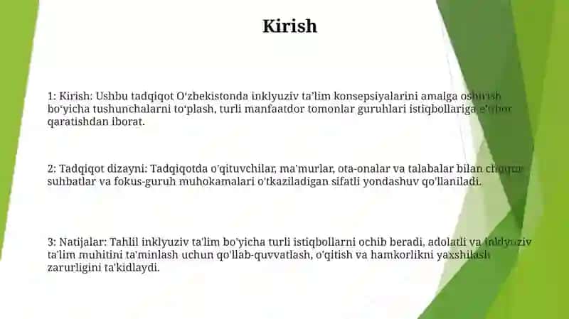 Inklyuziv TaʼLim Ğoyalarini Amaliyotga Tadbiq Etish Bóyicha Turli Guruhlarga Mansub Respondentlarning Fikrlarini Aniqlashga Qaratilgan Sotsiologik Tadqiqotlar 2