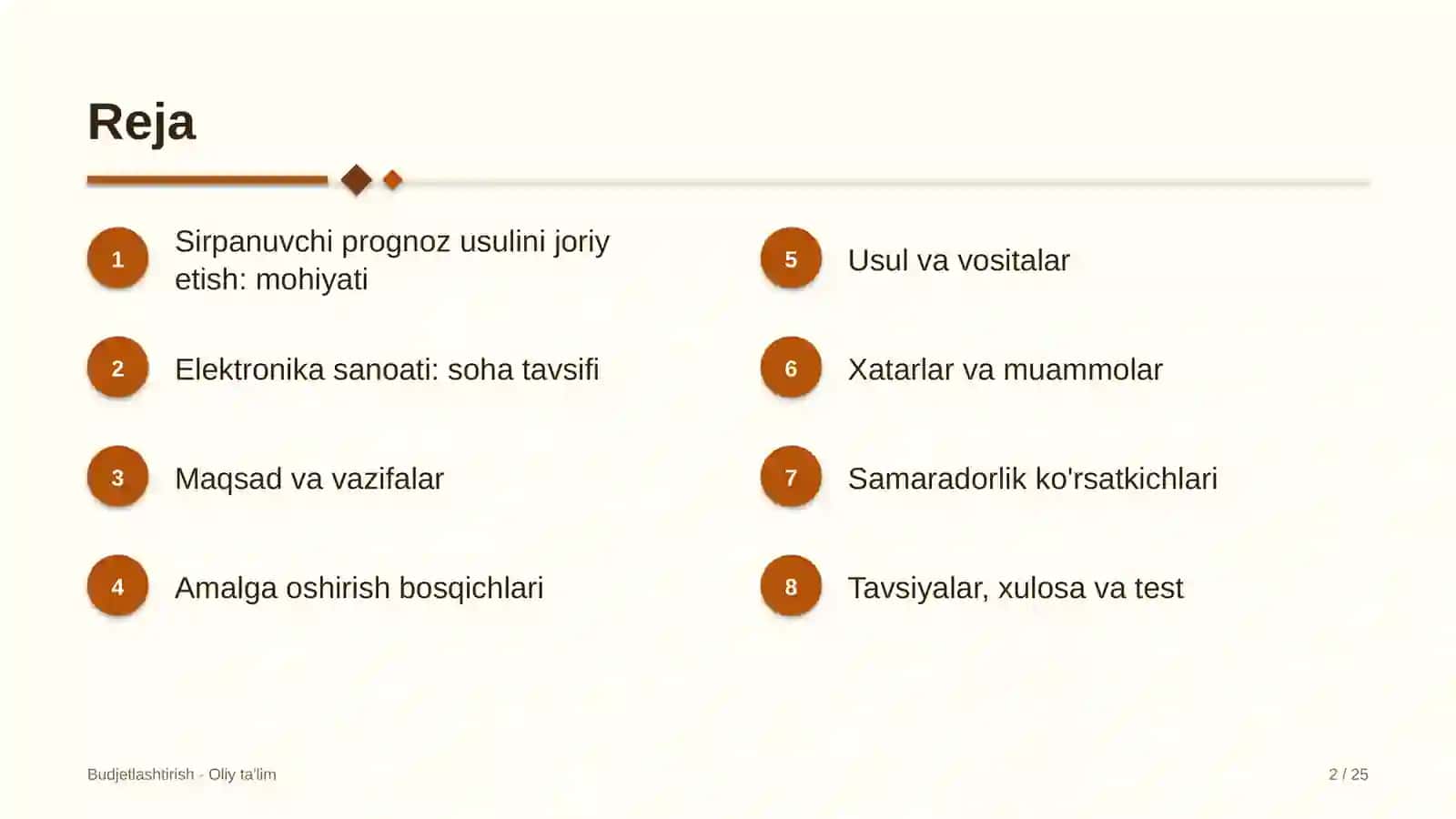 Elektronika sanoatida sirpanuvchi prognoz usulini joriy etish 2