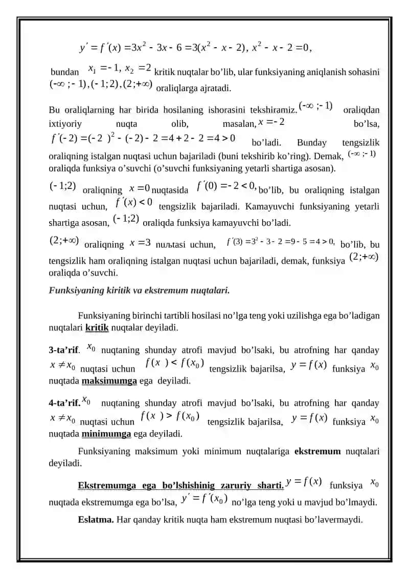 Funksiyaning monotonligi 2