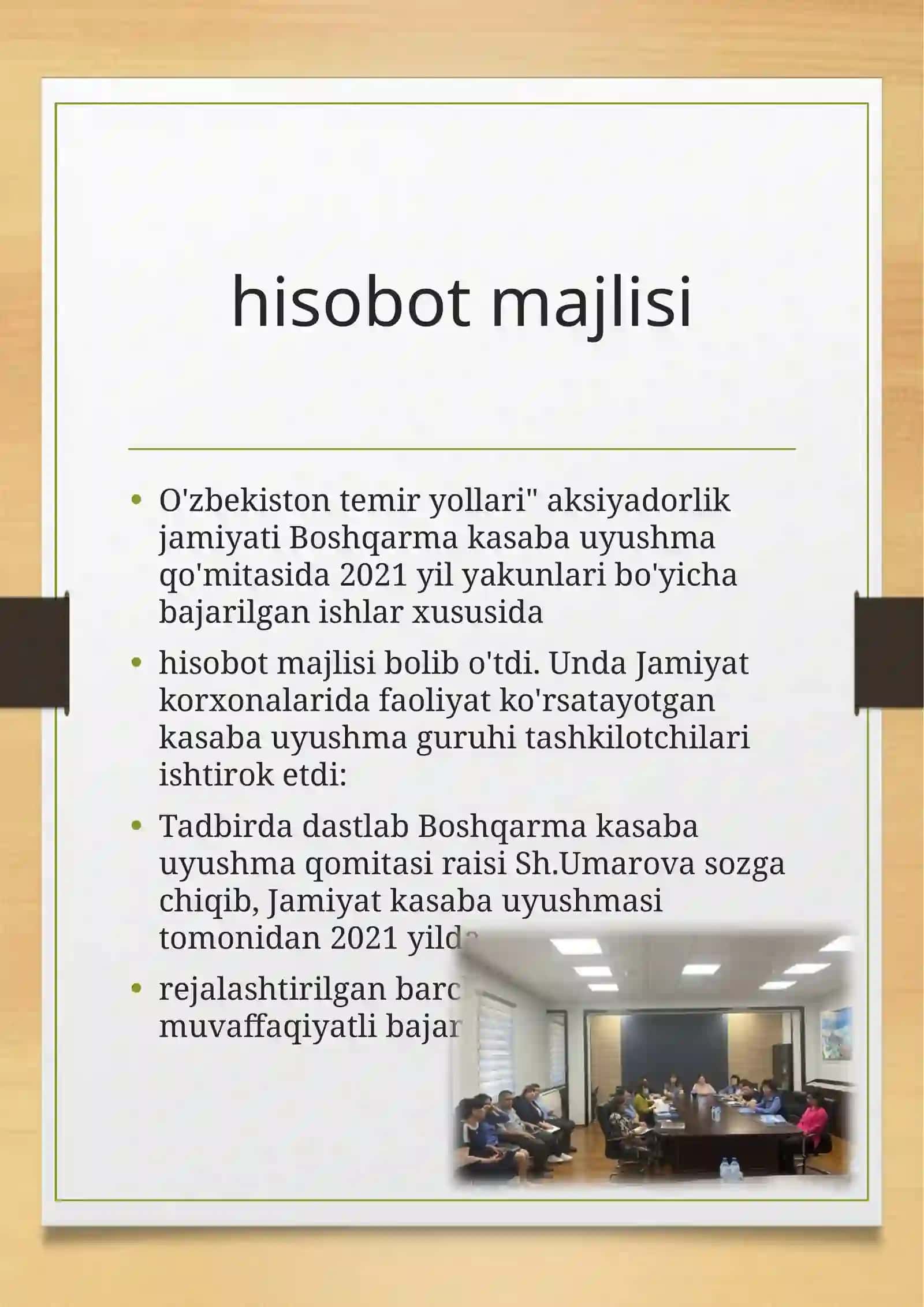 O'zbekiston Temir Yo'llari statistik hisobot 2