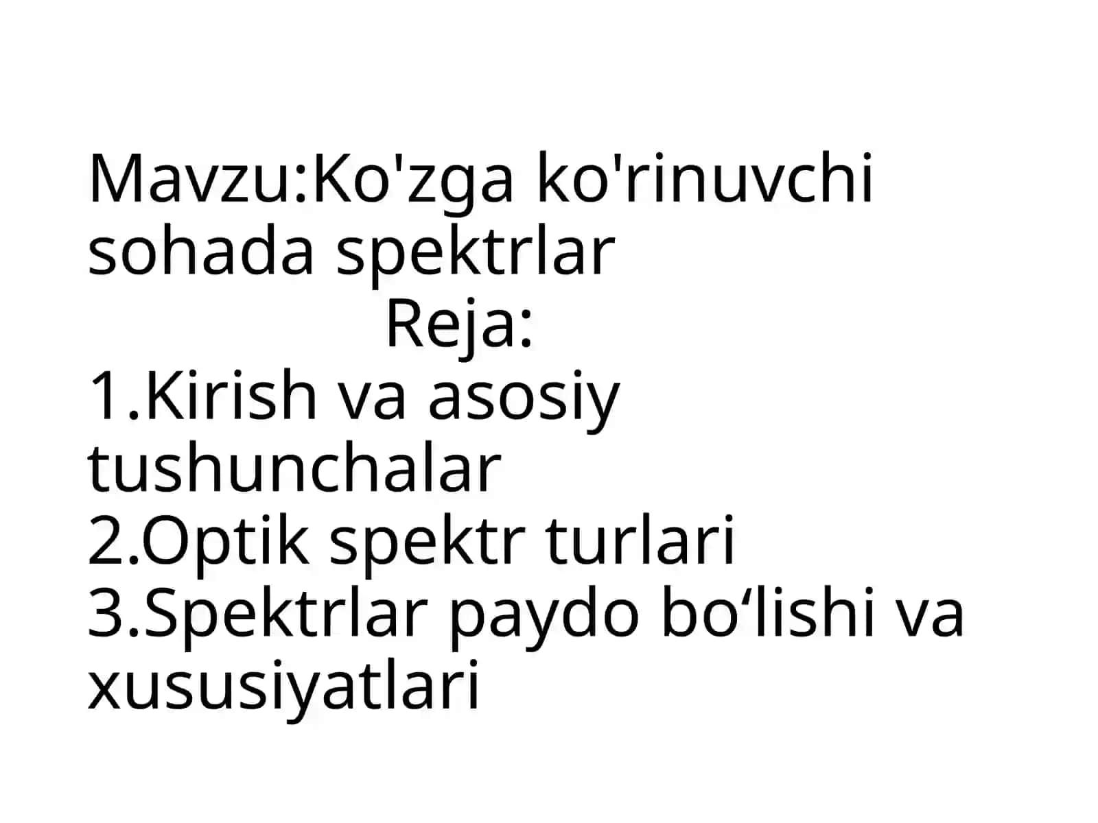 Ko'zga ko'rinuvchi sohada spektrlar 2